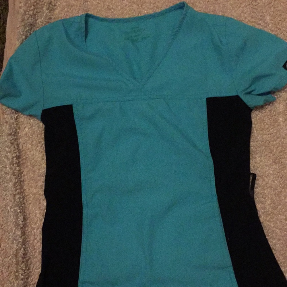 Cherockee blue with black scrubs top